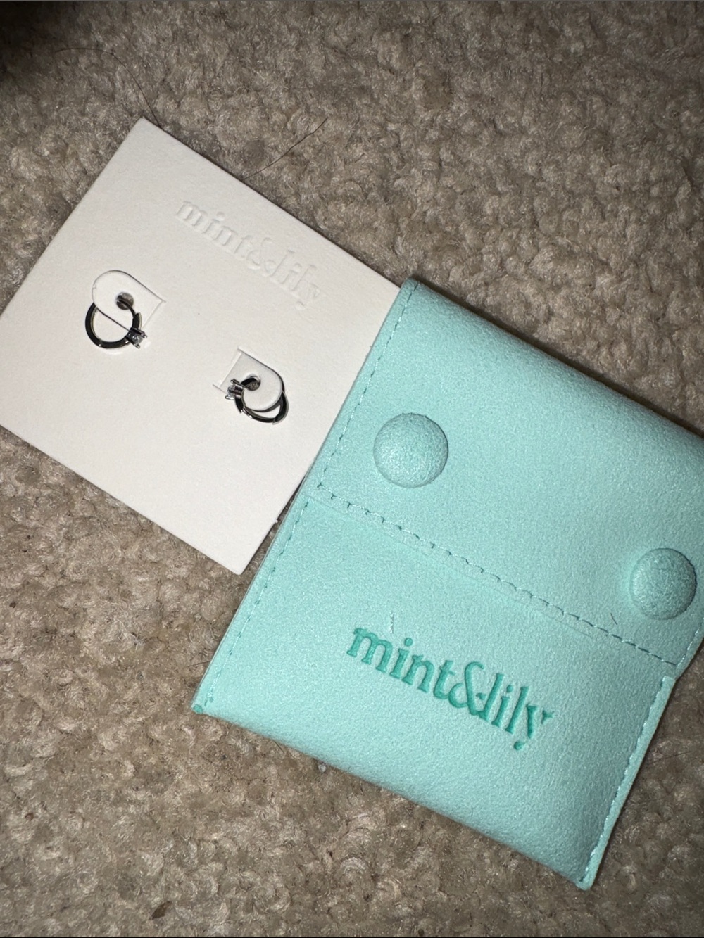mint&lily Silver Hoop Earrings with Mint Pouch